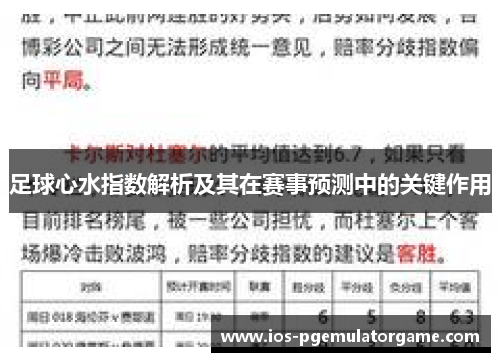 足球心水指数解析及其在赛事预测中的关键作用