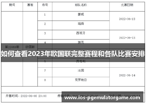 如何查看2023年欧国联完整赛程和各队比赛安排 如何查看2023年欧国联完整赛程和各队比赛安排