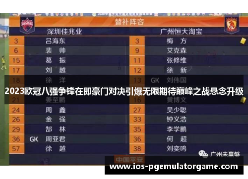 2023欧冠八强争锋在即豪门对决引爆无限期待巅峰之战悬念升级 2023欧冠八强争锋在即豪门对决引爆无限期待巅峰之战悬念升级